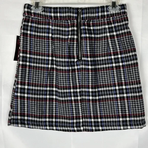 Plaided Mini Skirt Blue & Black Side Split Back Zipper Juniors Size Small - Picture 6 of 9